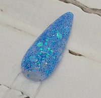 blue chunky glitter dip 