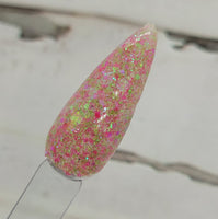 pink and green chunky glitter