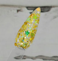 Pot Of Gold chunky glitter dip powder with 4 leaf clovers