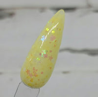 yellow iridescent chunky glitter dip powder