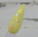 yellow iridescent chunky glitter dip powder